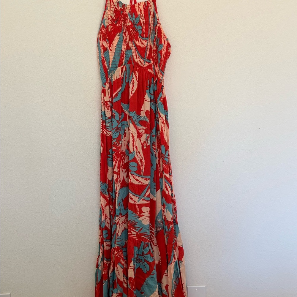 Free People Red and Blue Floral Maxi Dress